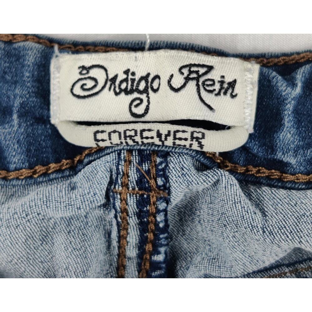 Indigo Rein Capri Jeans Juniors 11 Blue Medium Wash Distressed Cuffed 32x20 - Picture 2 of 9